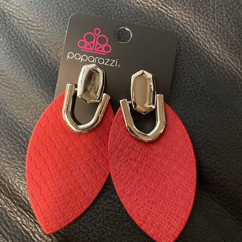 Paparazzi Red and Silver Statement Earrings